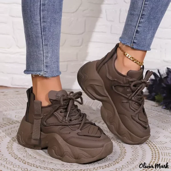 Olivia Mark - Elegant Solid Color Sneakers for Women