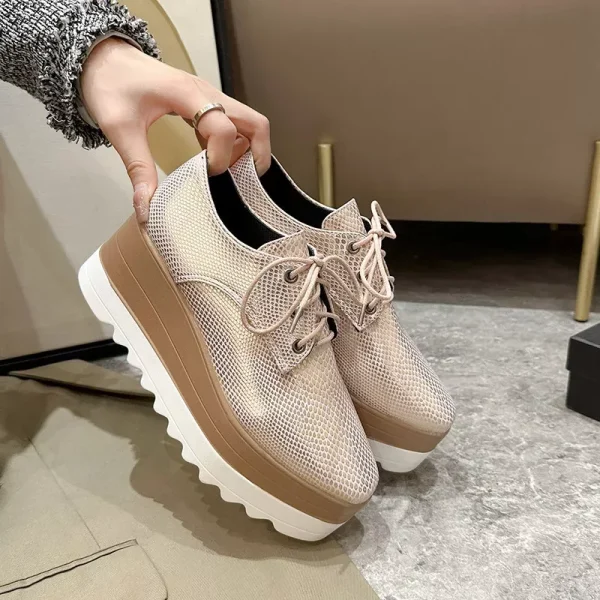 Women's Platform Wedge Heeled Shoes Casual Lace Up Outdoor Shoe