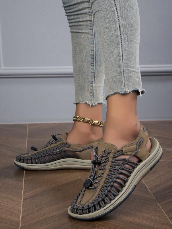 Multicolor Hand-Woven Summer Unisex Sandals, Fashionable And Comfortable Casual Shoes, Closed-Toe Hollow Out Slingback Beach Shoes