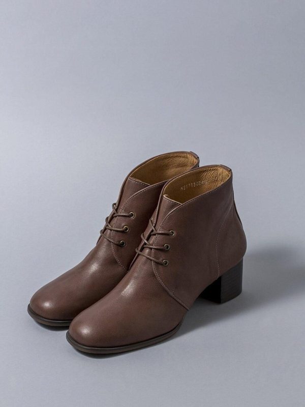 Lace-up Ankle Boots in Brown
