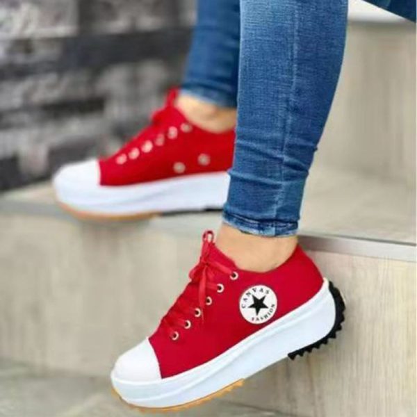 Zingj Large Size Strapped Canvas Shoes Women's 2024 New Women's Casual Single Shoes With High Upper And Shallow Mouth Red-39