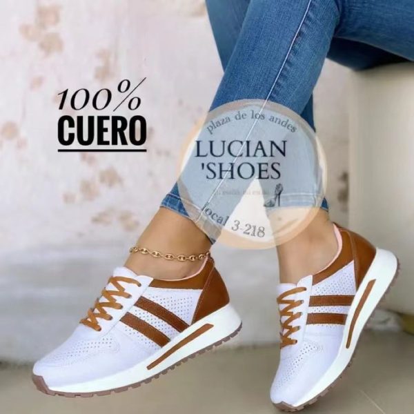 Zingj Women's Shoes 2023 Spring New Leisure Sports Shoes Women's Breathable PU Sports Shoes Fashion Student Shoes Brown-36