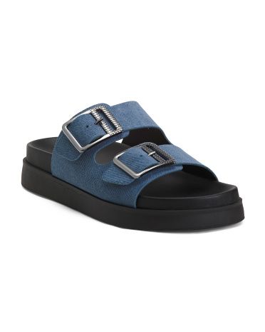 Leather Footbed Sandals With Buckles for Women