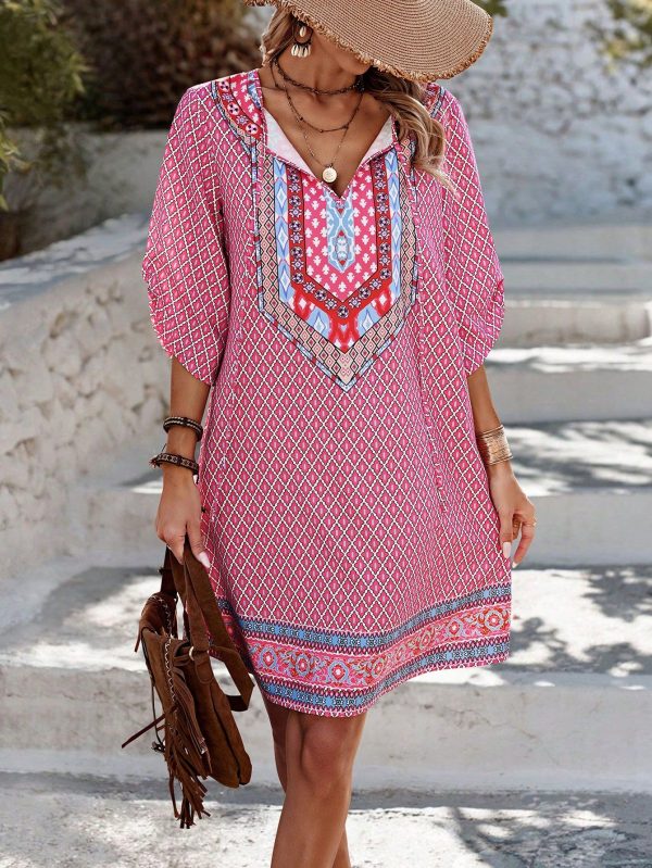 Random Print Summer Dress For Women, Fashionable