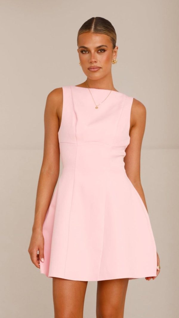 Rafiki Mini Dress - Baby Pink - 12 / Baby Pink
