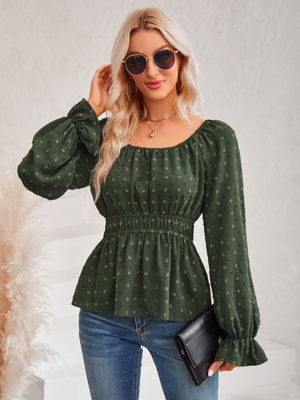 Chic Round Neck Ruffle Sleeve Top for Women