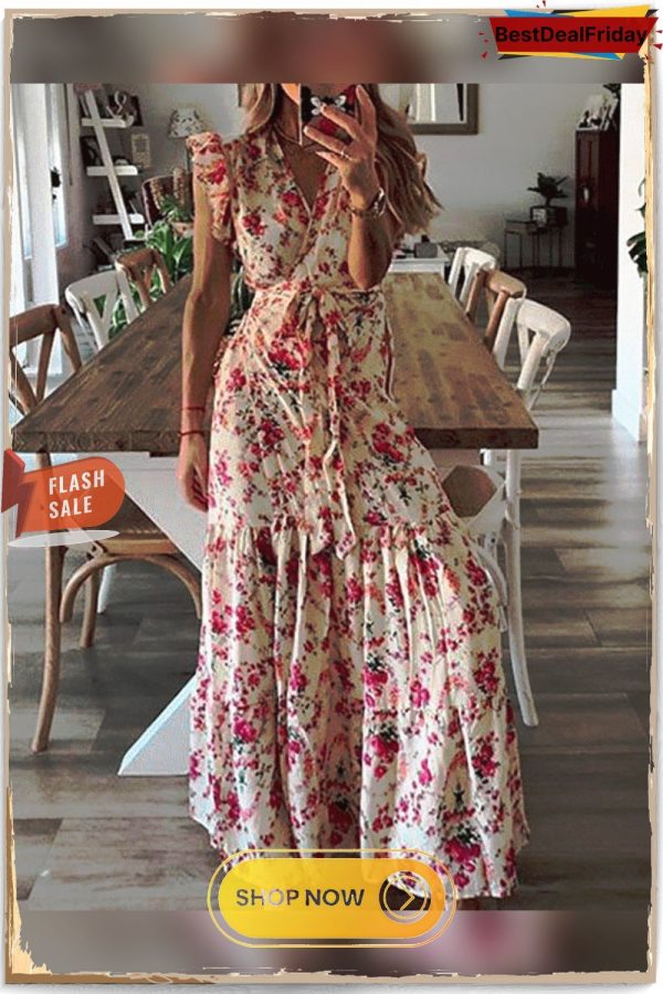 Print/floral Short Sleeves A-line Casual/vacation Maxi Dresses