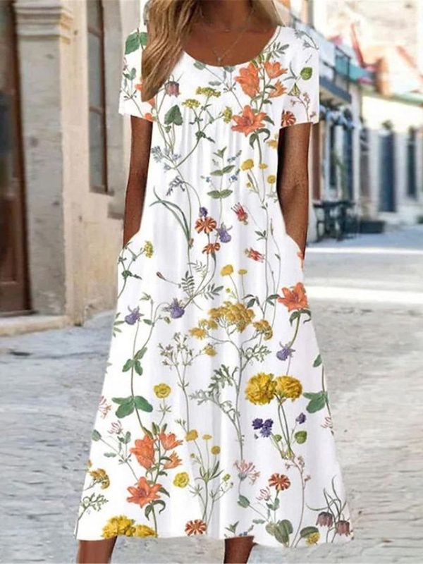 Women's Casual Dress A Line Dress Summer Dress Streetwear A Line Vacation Street Holiday Loose Fit Short Sleeve Crew Neck White Yellow Red Blue Summer 2025 - $35.99