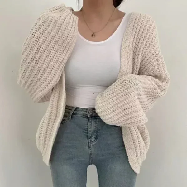 New 2024 Chic Korean Fashion Short Cardigans Knitted Poncho Women Summer Elegant Vintage Minimalist