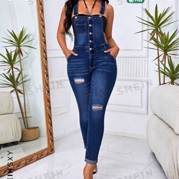 Shein Jeans | Cute Overalls | Color: Blue | Size: Large