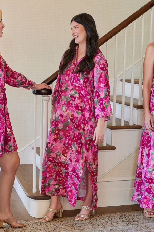 Antoinette Pocket Midi Dress - Scarlet Ikat / L
