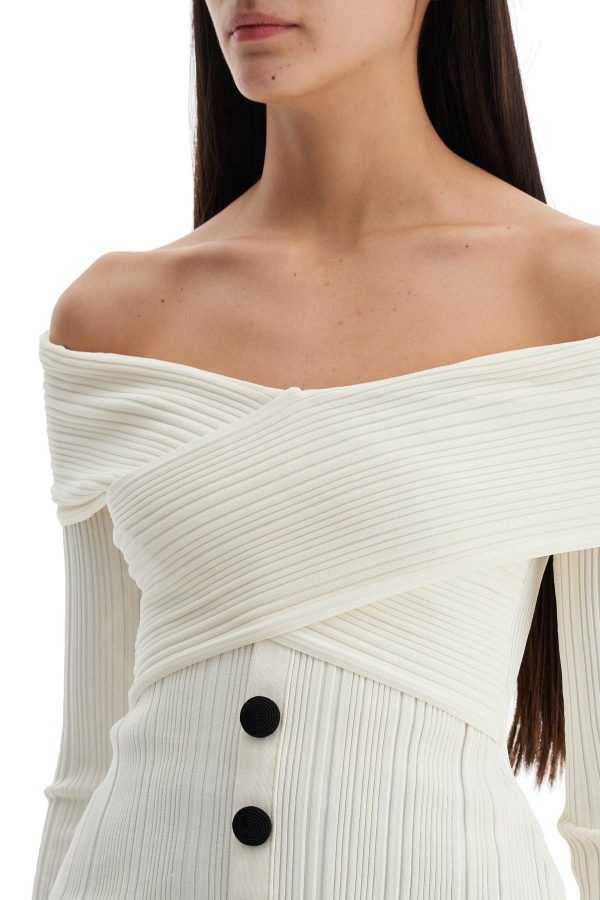 Self-portrait Off-shoulder Knit Top - White