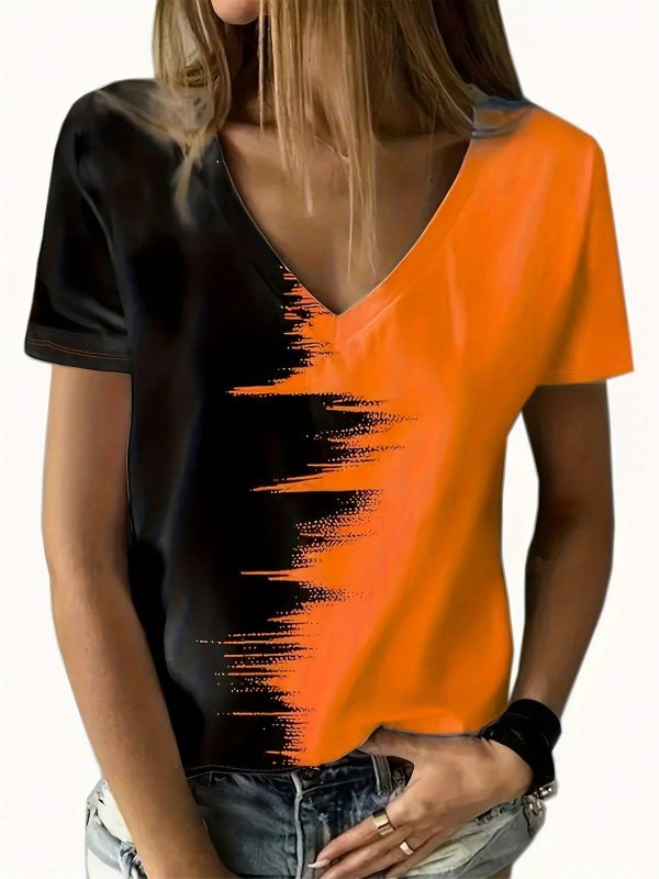 New Fashional Casual Skin-Friendly Printjing Short Sleeve Blouse