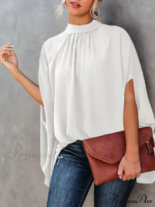 Blouse Loose Blouse Top Femme Arm Casual Design Women Warm-Season Fashion Brief Elegant - white / S