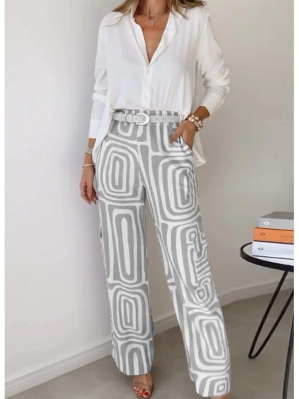 Casual Women's Set Spring And Autumn New Print Shirt Loose Pants Two Piece Set Fashion New Lady