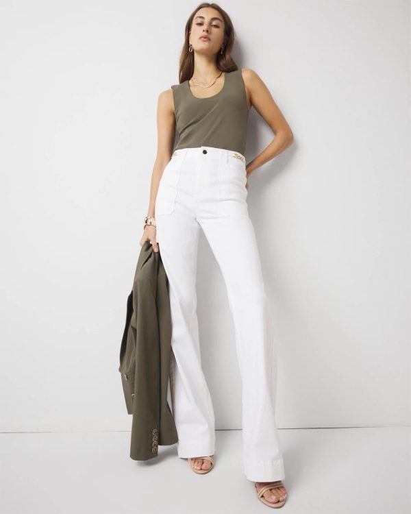 Women's High-Rise Novelty Chain Trousers Jeans in White size 12 | White House Black Market
