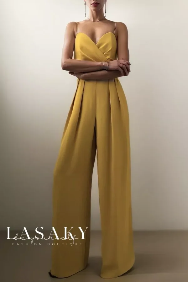 Lasaky - Vibrant Strappy Bodysuit Trousers - Yellow, S