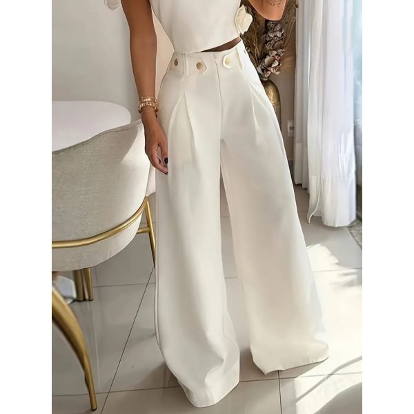 Private Label Pants & Jumpsuits | New Size Small In Milky Color Wide Leg Polyester Lightweight & Flowing Pants | Color: Cream/Gold | Size: S