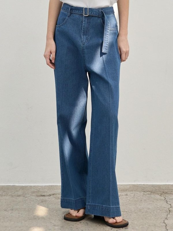 Belted Wide Denim Pants