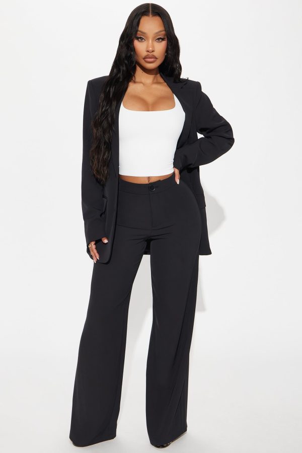 Women's Key Takeaways Wide Leg Trouser in Black Size XL