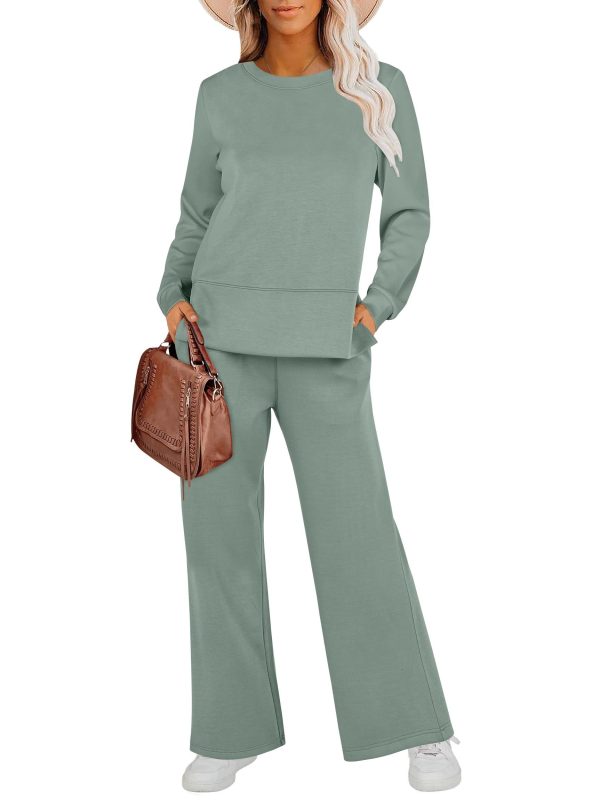 ANRABESS Women's 2 Piece Lounge Sets Casual Travel Outfits Wide Leg Tracksuit Sweatsuits Matching Set 2025 Fall Clothes