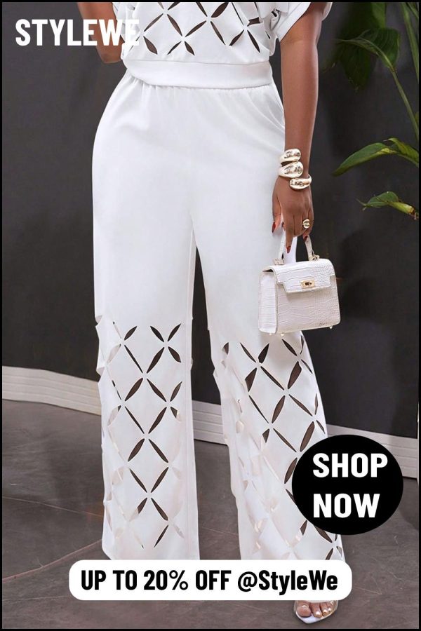 Casual Geometric Hollow Out Fashion Pants