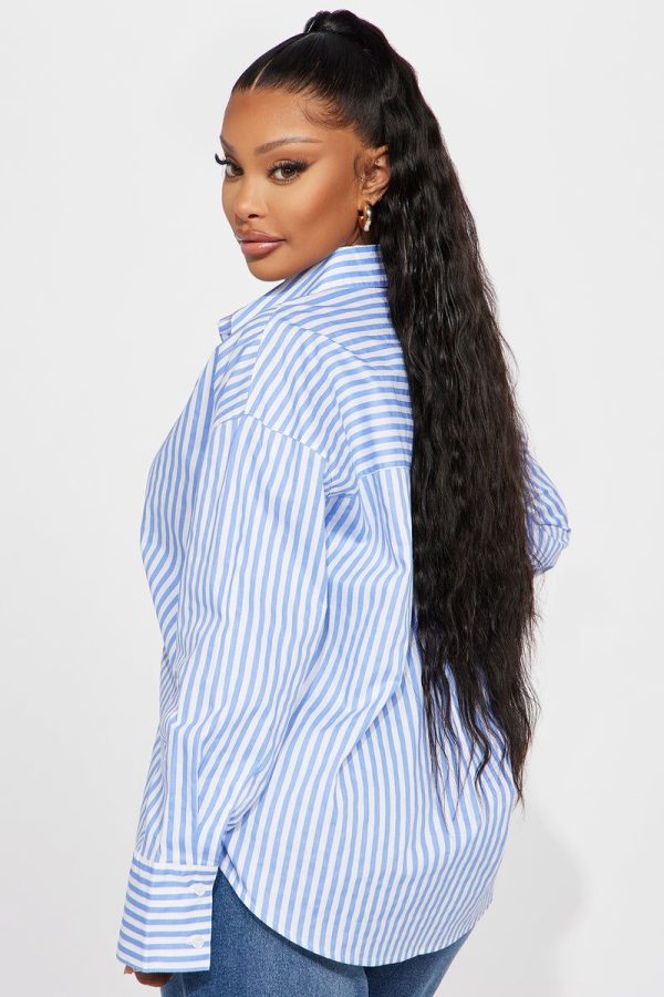 Newport Striped Shirt - White/Blue | Fashion Nova