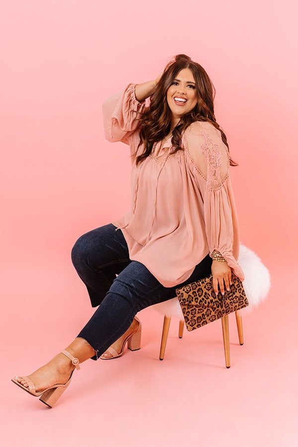 All Day Chic Lace Top in Blush Curves 1XL-2XL-blush