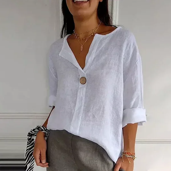 mrosto™-Women's Linen-Cotton V-Neck Comfortable Top