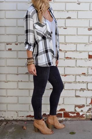 Plaid Flap Pockets Polo Shirt