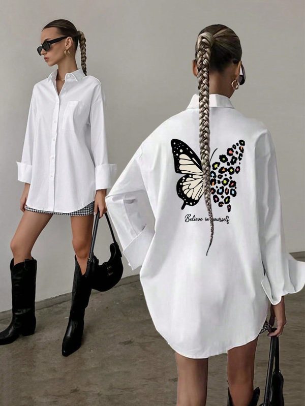 Women'S Shirt Solid Color Loose Long Sleeved Business Interview Commuting Casual Relaxed Feeling Simple Elegant Spring Summer Autumn Shirt