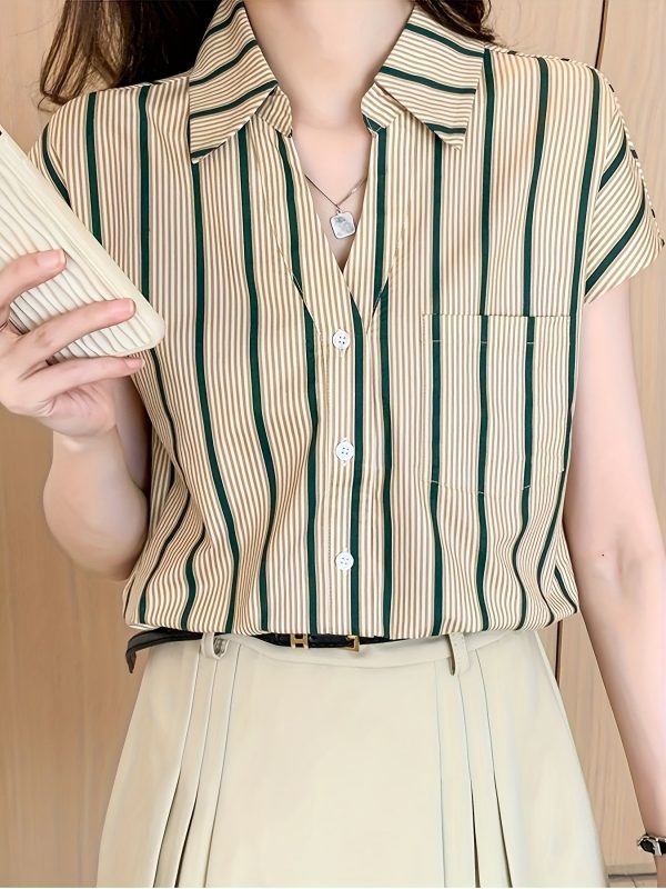 Fashion striped women blouses New Spring Summer ladies shirts sleeveless bottoming shirts Tops blusa