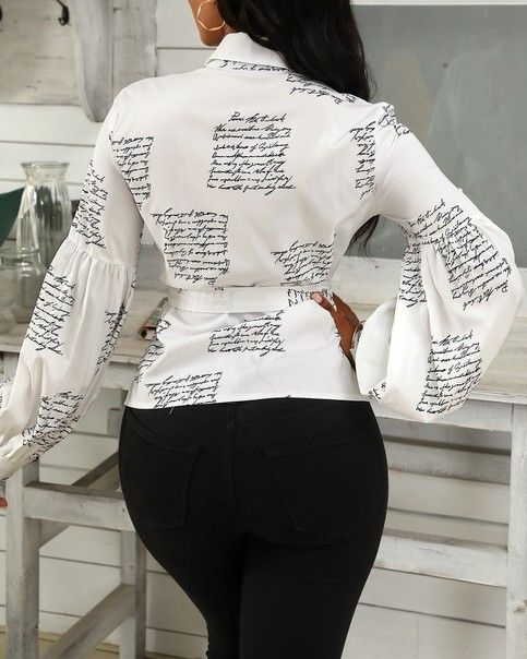 Letter Print White Long Sleeve T-Shirt Top