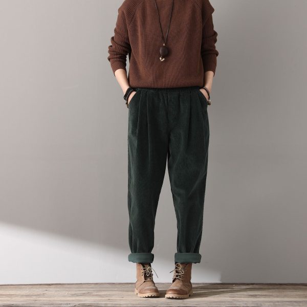 Casual Corduroy Harem Pants, Women's Tapered Pants, Elastic Waist Corduroy Pants, Womens Oversized Trousers, Women's Baggy Pants C1814 - Etsy
