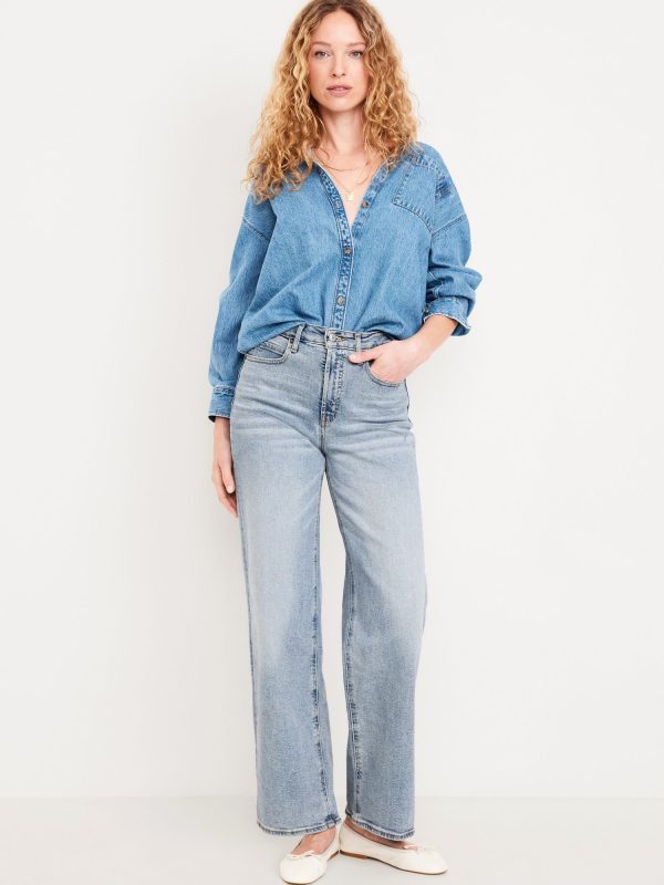 Old Navy Women's Extra High-Waisted Wide-Leg Jeans Blue Size 0