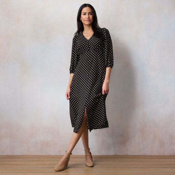 Women's LC Lauren Conrad V Neck Button Front Midi Dress