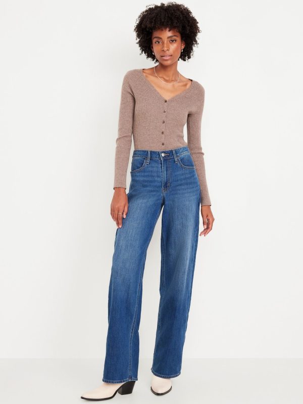 Old Navy Women's High-Waisted Wow Wide-Leg Jeans Blue Size 6