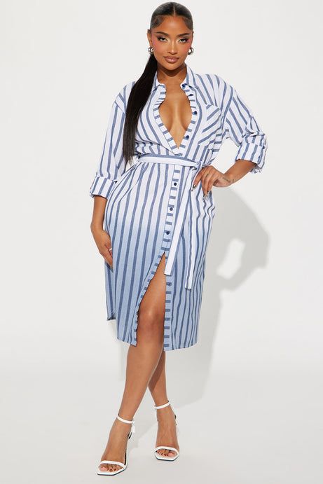 Annalisa Midi Shirt Dress - Navy | Fashion Nova