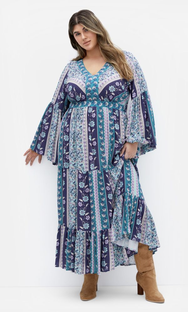 Plus Size Earth Angel Teal Maxi Dress in Persian Jewel, Size 24 | City Chic