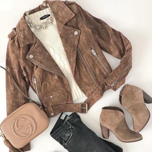 Faux Suede Women Jacket Long Sleeve Jacket Belted Autumn Winter | Color: Brown | Size: Various