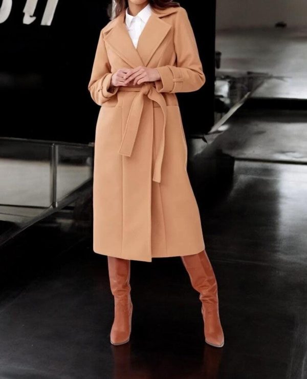 Women's Winter Single Breasted Wool Blend Coat, Khaki Color Winter Coat, Warm Winter Outwear, Wool Jacket coat, Christmas coat