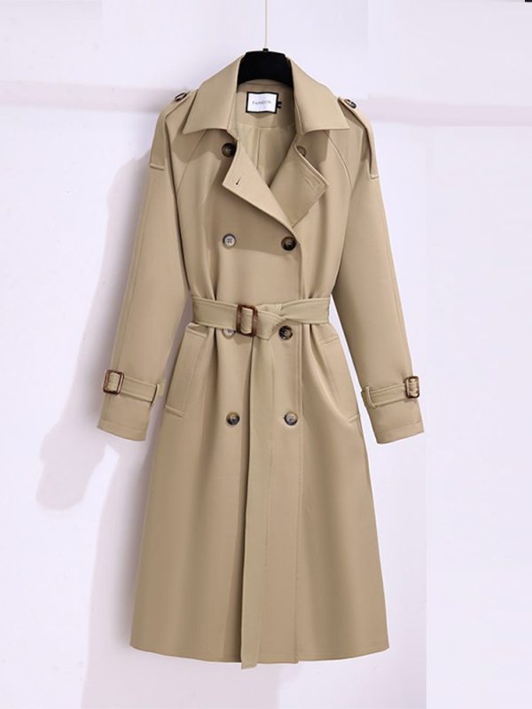 New 2024 Women British Style Windbreaker Streetwear Double Breasted Long Trench Coats Women Elegant