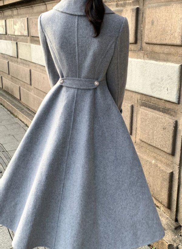 Gray Wool Princess Coat,fall Winter Wool Swing Coat,pearl Buttons Elegant Coat,vintage Long Wool Coat,handmade Coat - Etsy