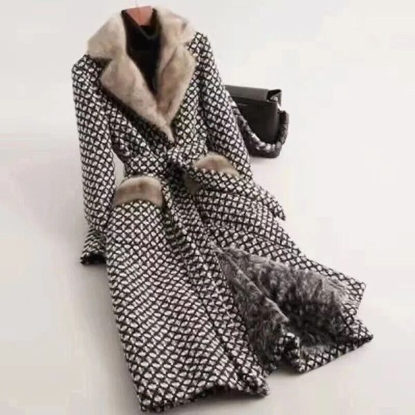 Woolen Overcoat Women Coat Long Parkas Coat Fashion With Belt Warm