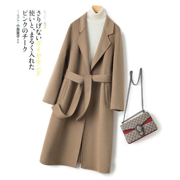 Autumn Women New 100% Wool Cashmere Trench Coat Long Slim Fit With Belted Jacket  | eBay