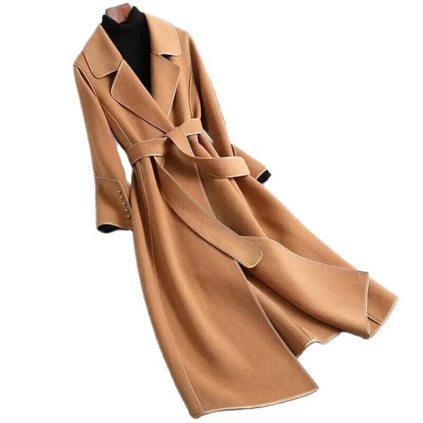 Winter Woolen Coat Women Mid-length Woolen Quilted Velvet Thickened Coat