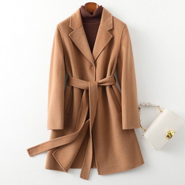 2023 Winter Double-sided Cashmere Coat Women's Mid Length Slim Fit Wool Coat