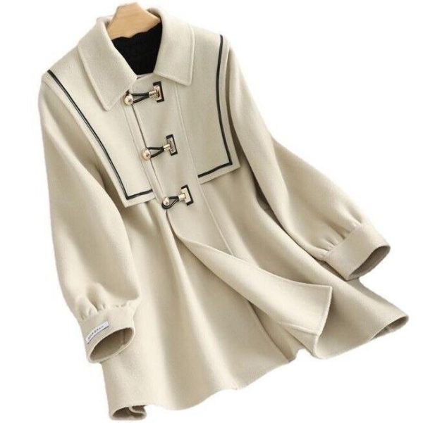 Women's Faux Cashmere Coat Single Breasted A-line Cape Woolen Windbreaker Coats