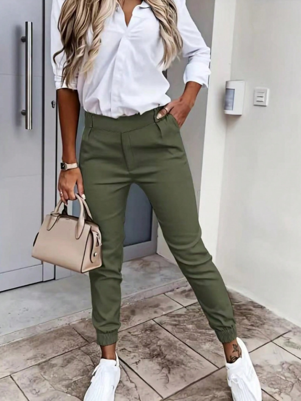 Fashion Business Casual Woman Outfit Pants Fashion Commuting Solid Color High Waisted Sports Pants