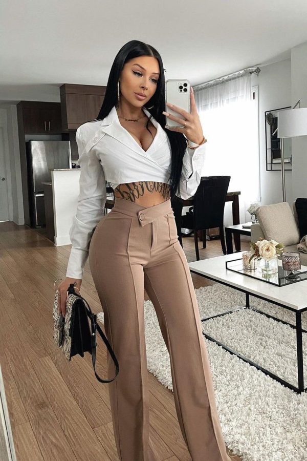 Women's Call It Even Wide Leg Dress Pants in Taupe Size XS